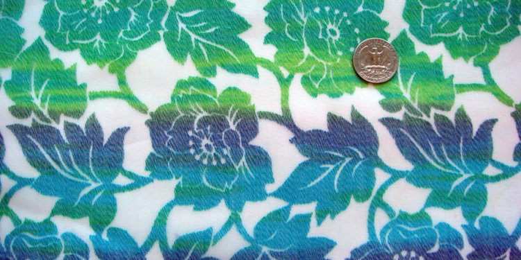 Beautiful 70s Sheer Vintage Fabric ~ Graduated Floral Blues Greens