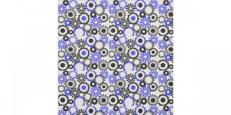 Blue, black and white floral