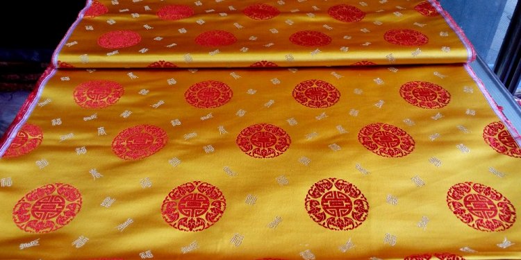 Silk brocade fabric gold