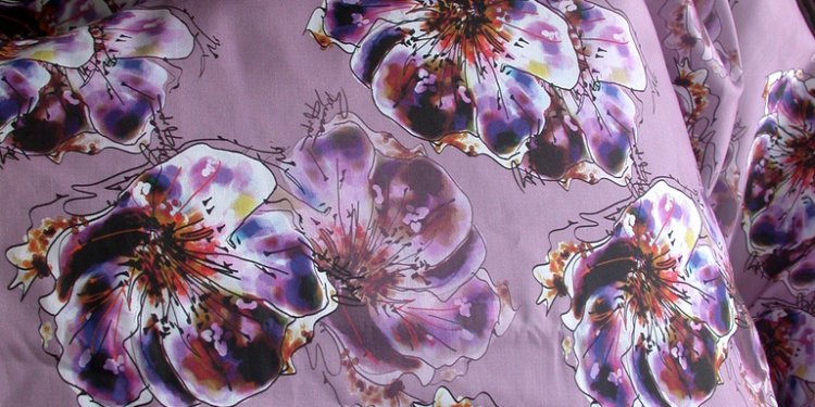 Floral Fantasy Aubergine Cotton Sateen Fabric by Rosanna Hope