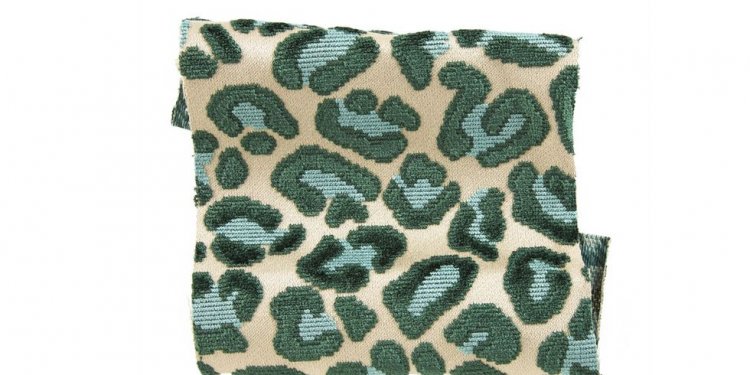 Green and blue leopard fabric