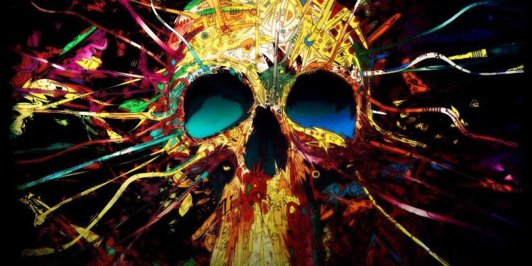 Digital Art Colorful Skull