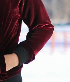 Mood Fabrics' Rayon Silk Velvet bomber jacket using McCall's 7100 with sweater knit cuff