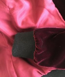 Mood Fabrics' Rayon Silk Velvet bomber jacket using McCall's 7100- cuff