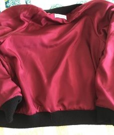 Mood Fabrics' Rayon Silk Velvet bomber jacket using McCall's 7100- lining