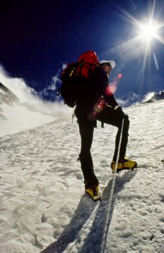 Pete Athans Climbing the Lhotse Face on Everest. Photo © Bill Crouse