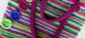 Rainbow tote bag crochet that looks like knitting