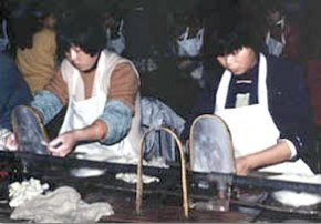 silk caps being made