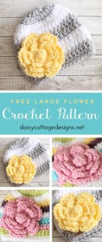 This free flower crochet pattern is the perfect embellishment for hats, headbands and more. Make this easy crochet flower pattern as big or as small as you want it.